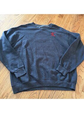 Fruit of The Loom Womens Gray Crewneck Sweatshirt with K embroidered Large